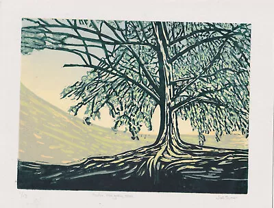 “Under The Green Tree” Hand Made Lino Print Linocut. Original Hand Printed • £27