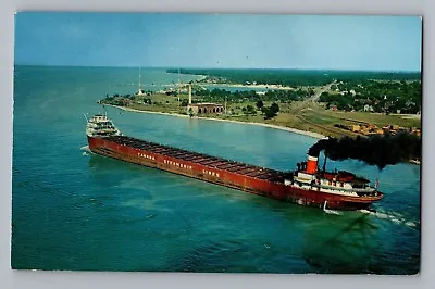 Lake Mille Lacs Minnesota MN Canadian Steamer Lines Freighter Postcard 1955 • $6