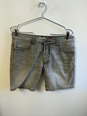 Quiksilver Jean Shorts Mens 30 Black Light Wash Y2K Vintage Distressed Jorts • $25