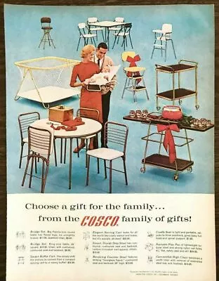 $8.87 • Buy 1962 Cosco Metal Furniture Holiday Print Ad Bridge Set Play Pen Stool Cart Etc