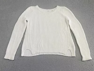 Margaret O'Leary Womens White Cotton Sweater Size Medium Classic Boho Chic EXC • $59.49