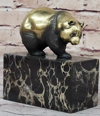 Vienna Bronze PANDA BEAR W/ Gilt Brass Austria Home Decoration Sculpture Figure • $199