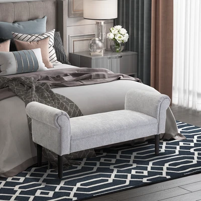 £84.99 • Buy Modern Rolled Arm Bench Bed End Ottoman Sofa Seat Footrest Bedroom Entryway