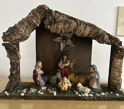 Vintage Nativity Set With 7 Figurines And Working Light Made In Italy • $30