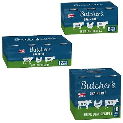 Butcher's Wet Dog Food Can Grain Free Tripe Loaf Recipes High Protein Meal • £13.45