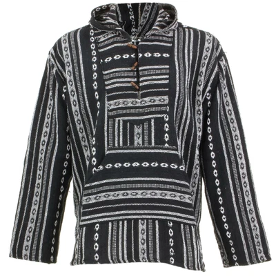 £9.95 • Buy BAJA HOODIE TOP HIPPIE FESTIVAL DRUG RUG SURF JUMPER GHERI  Black & White