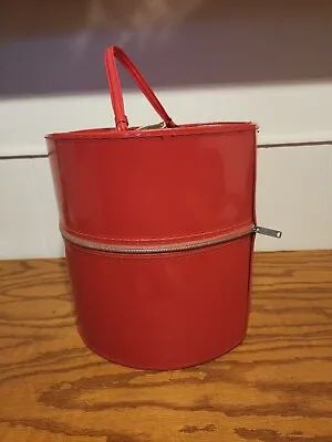 Vintage Red Vinyl Zippered Wig - Hat Case - Box 1960s  • $35