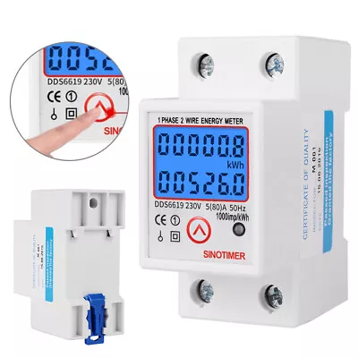 Digital LCD Kwh Wattmeter Power Consumption Energy Meter Electric Din Rail 230V • $22.99