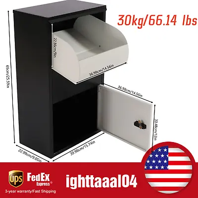 Black Package Delivery Box Mail Parcel Drop Mailbox Home Container Outdoor Porch • $119.70