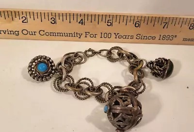 Vintage Etruscan Revival Italian Style 3 Charm Bracelet • $24