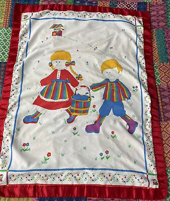 Vintage Jack & Jill Nursery Rhyme Baby Blanket Or Wall Decor Sweet Hand Made • $19.95