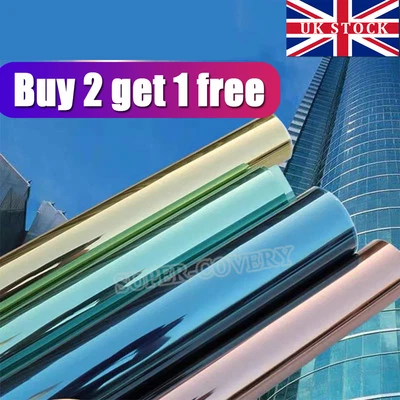 £7.64 • Buy Mirror Window Film Reflective Home Privacy Solar Tint Foil Glass Sticker One Way
