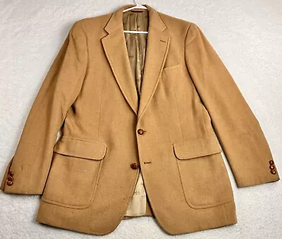 VTG Jos A Bank Men's 100% Camelhair Sport Coat 40L Wood Buttons USA Union Made • $34.97