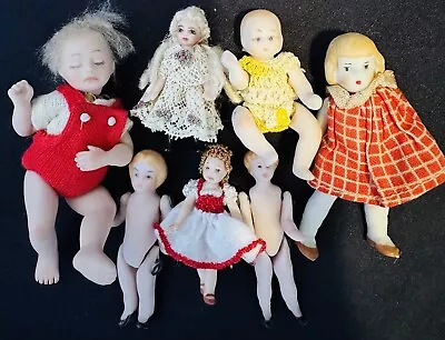 Lot Of 7 Vintage Bisque Dolls Mixed Sizes Made Japan Germany • $35