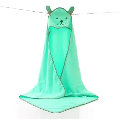 Green Large Soft Cotton Cute Baby Kids Hooded Beach Swimming Bath Towel • £11.99