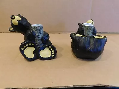 $28.99 • Buy Pair Of Adorable Big Sky Bearfoots Candle Holders Miles & Constance Figurines