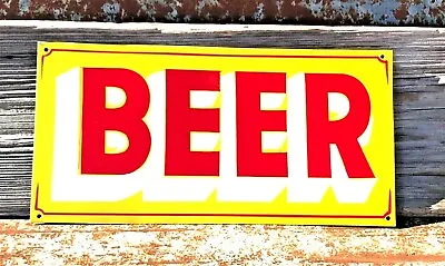 $28.85 • Buy Vintage Old Painted Metal BEER Liquor Store Gun Shop Store Hunting Cabin Sign 