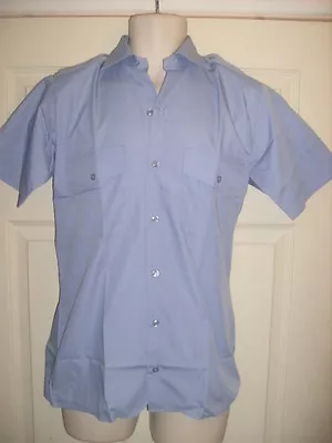 Mens Boys Short Sleeve BLUE Office Pilot Shirt Epaulettes Cadet Bouncer 14  Sml • £7.89