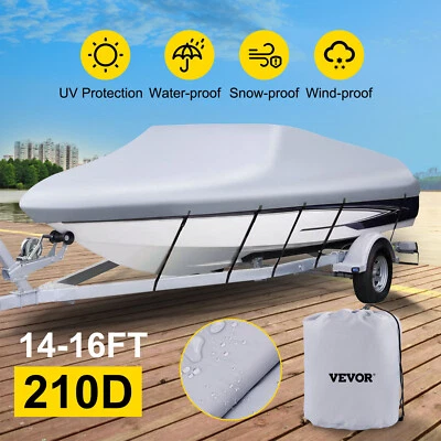 £27.95 • Buy Heavy Duty Boat Cover Waterproof Speedboat Fish Ski V-Hull For 14-16ft Marine