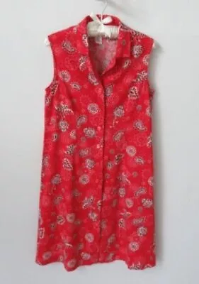 Coldwater Creek Red Bandana Sleeveless Button Front Midi A-line Dress*Sz 8* • $17.95