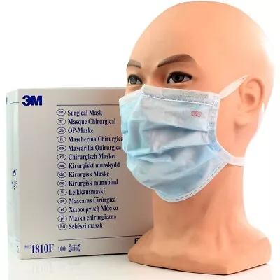 3M - Tie-On Fluid Resistant Surgical Face Mask Type II 1810F - Box Of 100 • £3.99