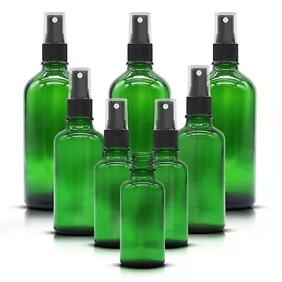 GREEN Glass Spray Bottle With Mist Sprayer Pump Atomiser Oils Aromatherapy Etc.. • £3.93