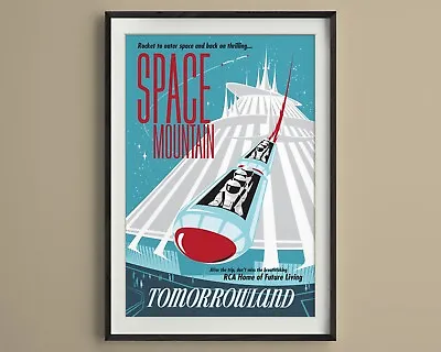 Space Mountain RCA Attraction Poster Print. Retro Space Age Disney Art Decor • $12