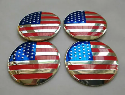 4x 56mm 2.2  Auto Car Wheel Center Cap Decal Sticker America Flag Logo For All • $13.99