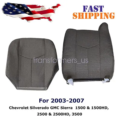 For 2003 04-2007 Chevy Silverado 2500HD Driver Bottom+Top Cloth Seat Cover Gray • $63.59