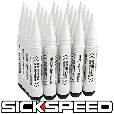 Sickspeed 20 Pc White 5 1/2  Long Spiked Steel Extended Lug Nuts 1/2x20 N22 • $119.95