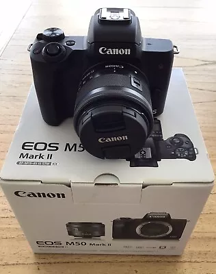 Canon EOS M50 Mark II EF-M 15-45mm F/3.5-6.3 IS STM Kit Camera & Boya Mic • $499