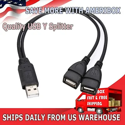 USB 2.0 A Male To 2 Dual USB Female Jack Y Splitter Hub Power Cord Adapter Cable • $2.75