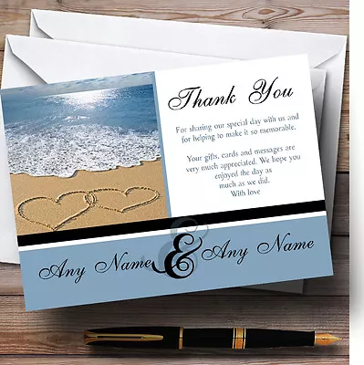 £89.95 • Buy Love Heart Sand Beach Sea Personalised Wedding Thank You Cards