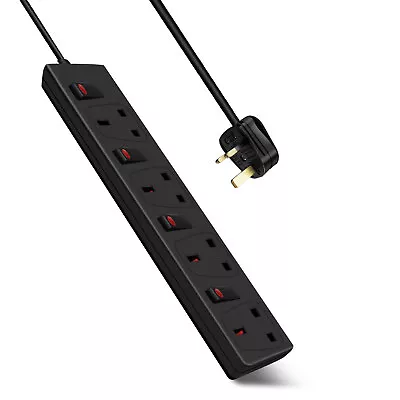 £13.99 • Buy Switched Surge Protected Gang Extension Lead W/Led Indicators 1M/2M/3M/5M Black 