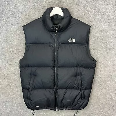 The North Face Gilet Mens Large Black Nuptse 700 Down Bodywarmer Insulated Vest • $113.68