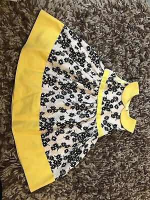 George Yellow Black And White Floral Dress Size 3-6 Months Never Worn • £0.99