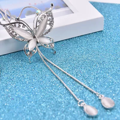 Opal Stone Butterfly Chain Sweater Long Necklace Pendants Gift For Girl J.j6 • $23.85