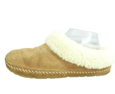 LL Bean Squam Lake Women's Brown Suede Wicked Good Shearling Lined Slippers 8 M • $30