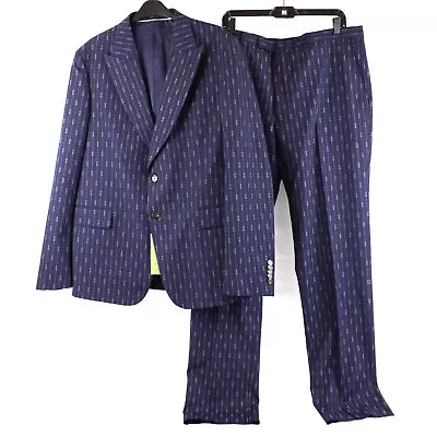 Gucci Two-Piece Horsebit Striped Wool Formal Suit With Peak Lapel In Blue -IT 56 • $499.94