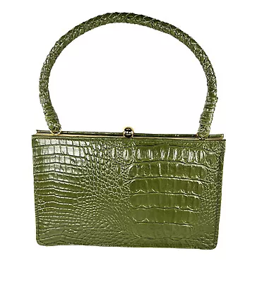 Isaac Mizrahi For Target Faux Alligator Pattern Green Handbag Braided Handle • $19.97