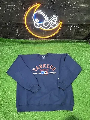 Vintage Champion New York Yankees MLB Blue Crewneck Sweatshirt Mens Sz Large • $28.80