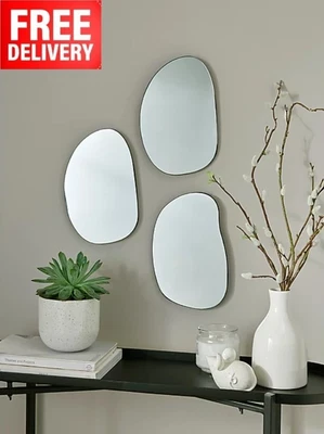 £36 • Buy New Set Of 3 Pebble Shaped Wall Mounted Mirror Home, Room Decor, Bahtroom Modern