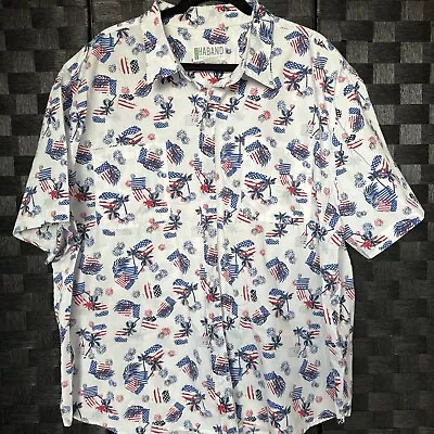 Haband Men Short Sleeve Shirt 2XL Button Down American Flag Palm Tree Patriotic • $12.95