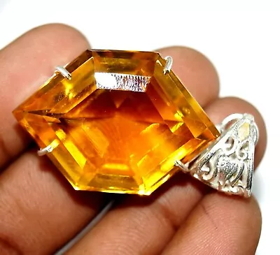 Fancy Cut 92 Ct Yellow Color Citrine Natural Pendant Brazilian Loose Gemstone • $29.44