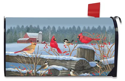 Birds Of Winter Cardinals Magnetic Mailbox Cover Snowy Standard Briarwood Lane • $17.97