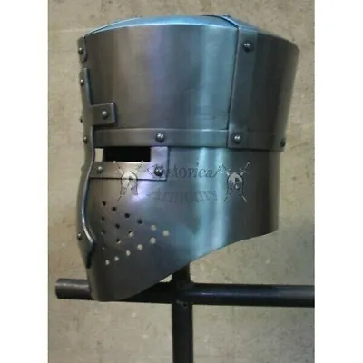18Gauge Lerp Medieval Great Helmet Knight Templar Crusader Helmet Reenactment.. • $107.10