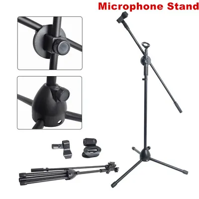 Professional Microphone MIC Stand Boom Holder With Free Adjustable 2 Clips Sing • £11.99