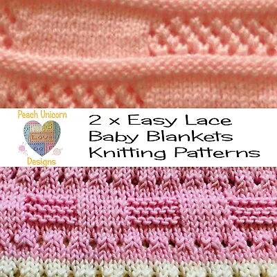 £3.59 • Buy Knitting Patterns For Baby Blankets X 2, Easy Lace & Candy Stripes, DK