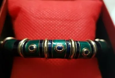 La Nouvelle Bague 18K Gold Sterling Enamel Sapphire Stones Bange Bracelet • $1250