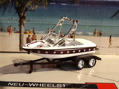 Mastercraft Water Ski Boat W/ Tandem Trailer 1/64 Scale Diecast Diorama Model A • $19.95